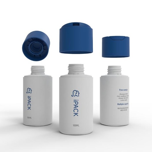 Custom Empty Small Shower Gel Shampoo Packaging 100ml Travel Size Plastic Cosmetic Disc Cap Bottle
