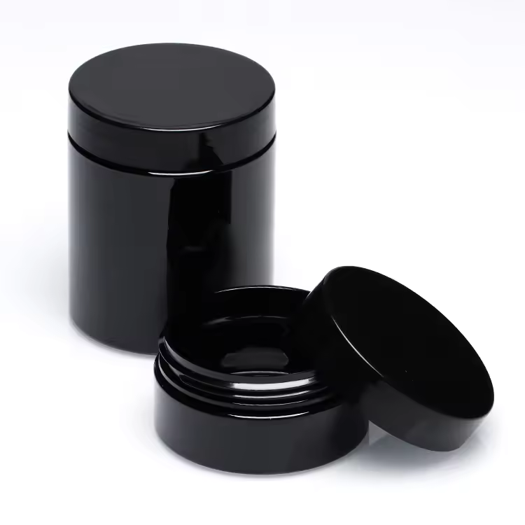 Luxury cosmetic Jars Empty 100ml 500ml Plastic Jars Pet Face Cream Matte Black Plastic Cosmetic Jars
