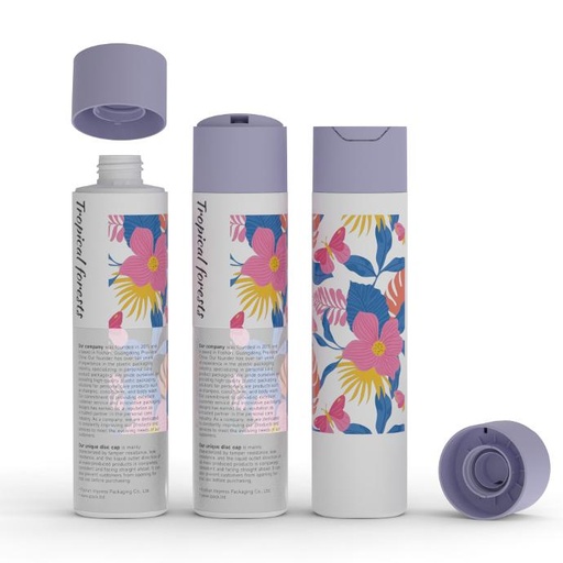 Custom Design Colorful Floral 250ml Cosmetic Cleanser Packaging Leak Proof Plastic Skincare Squeeze Bottles