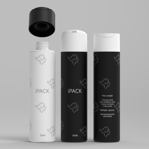 Modern Black White Set Leak Proof 250ml Body Lotion Plastic Shower Gel Shampoo Soap Squeeze Bottles