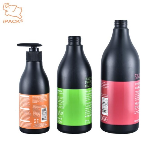 Customizable 300ml 500ml 800ml Colorful Round Black PE Plastic Cosmetics Lotion Shampoo Pump Bottle