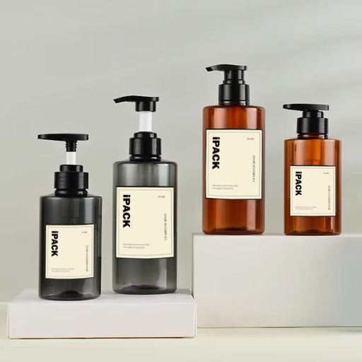 Luxury 300ml 500ml Round Empty Conditioner Shower Gel PET Plastic Packaging Shampoo spray Pump Bottle