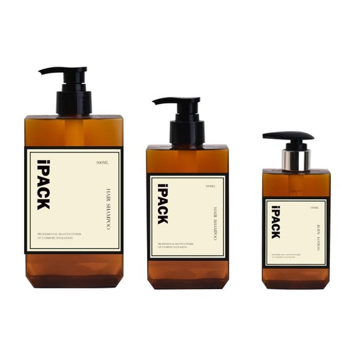 PETG Flat Square Plastic Bottle 200ml 300ml 500ml Cosmetic Packaging Lotion Body Wash Shampoo Bottles