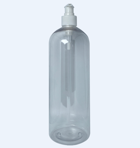 Clear 700ml bullet PET plastic pump bottle for shampoo and conditioner